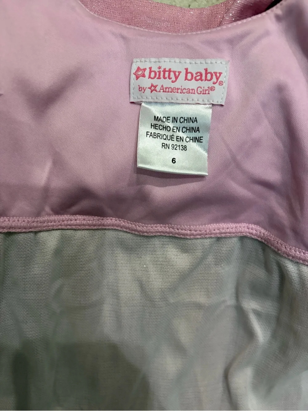 American Girl Pink Rainbow Tulle Ruffle Dress, Sz 6
